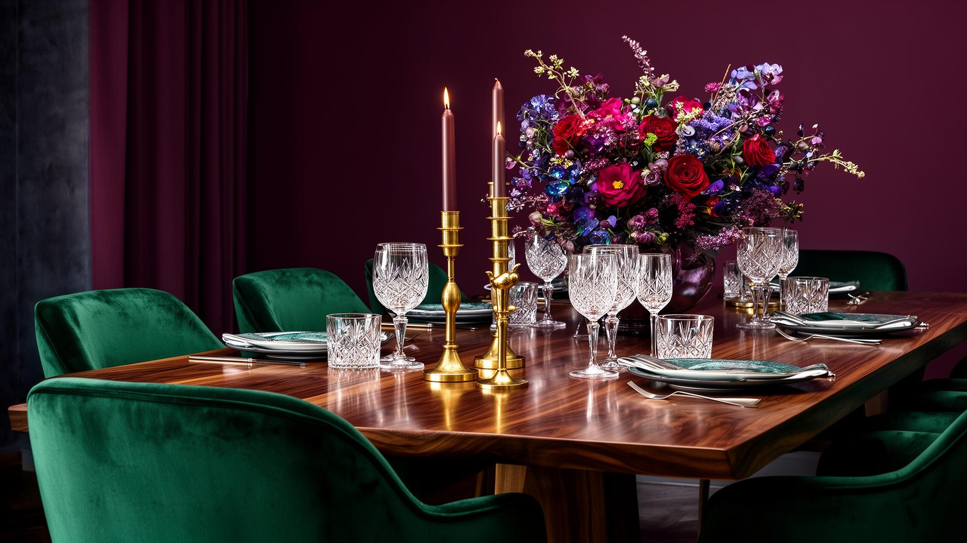 Deep Winter dining — Versotag interior styling.